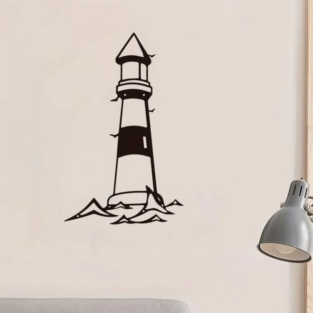 1pc Metal Wall Art Decor - Lighthouse Wall Sculpture - Metal Outdoor Wall Art for Living Room, Bedroom, or Bathroom