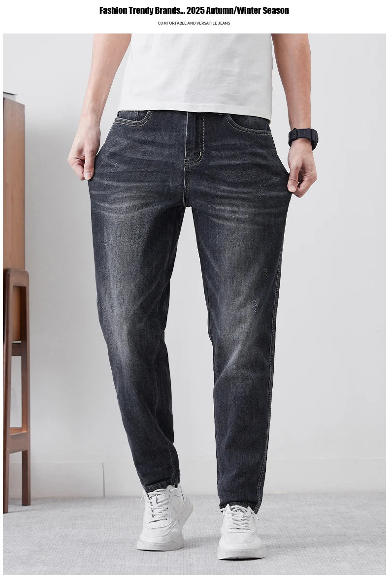Men's Casual Jeans 2025 New Fashion Loose Tapered Pants Comfortable Personalized Vintage Male Clothes Denim Trousers