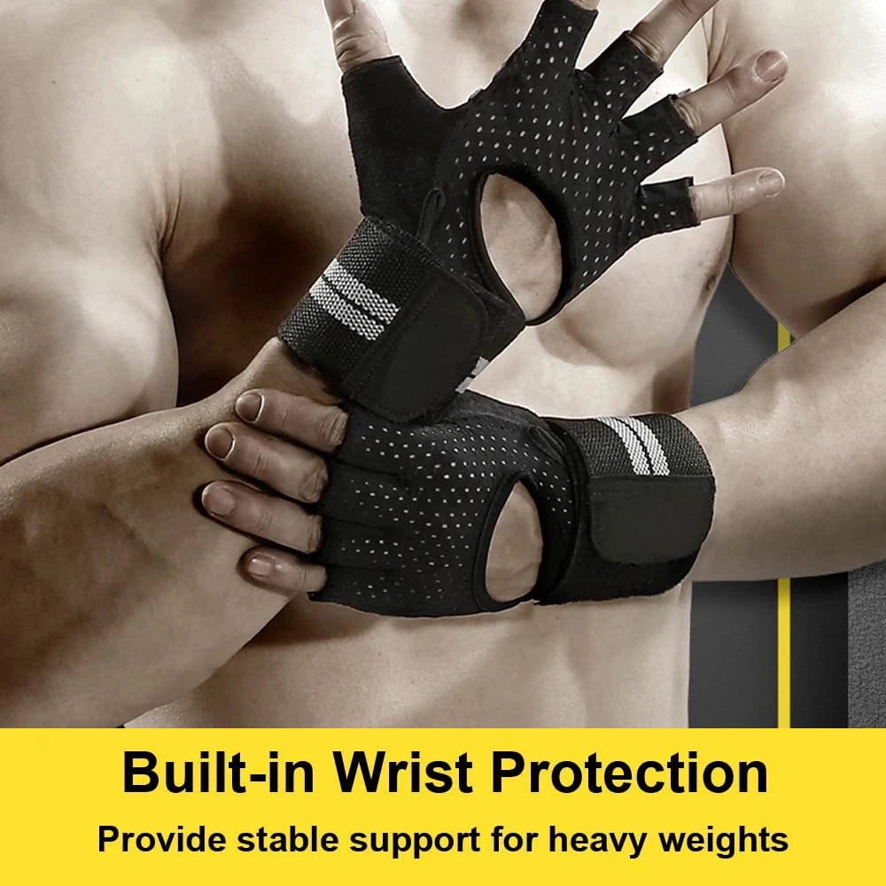 1 Pair Dumbbell Gloves Men Women Weightlifting Crossfit Bodybuilding Workout Sport Gym Training Gloves Non-slip Wrist Protector