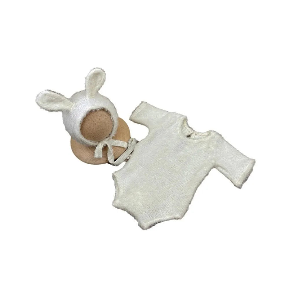 Newborn Day Photography Clothing Baby Cute Bunny Photography Clothing Set Baby Handmade Knitwear Growth Souvenir