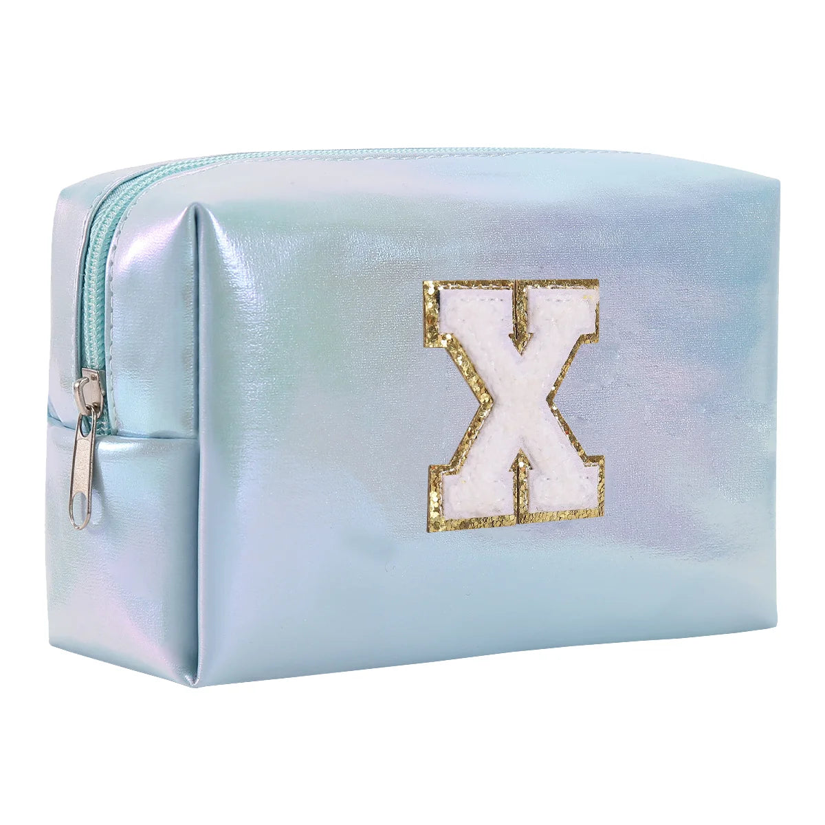 Personalized Initial Makeup Bag,Letter Zipper Cosmetic Bag for Womens,Preppy Makeup Bags,Makeup Pouch, Travel Makeup Bags