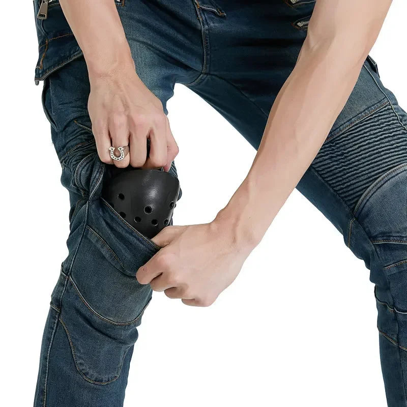 Motorcycle Riding Jeans Pants Men's Workwear Multi-Pocket Motocross Pants Outdoor Fall Protection Moto Trousers CE Protective
