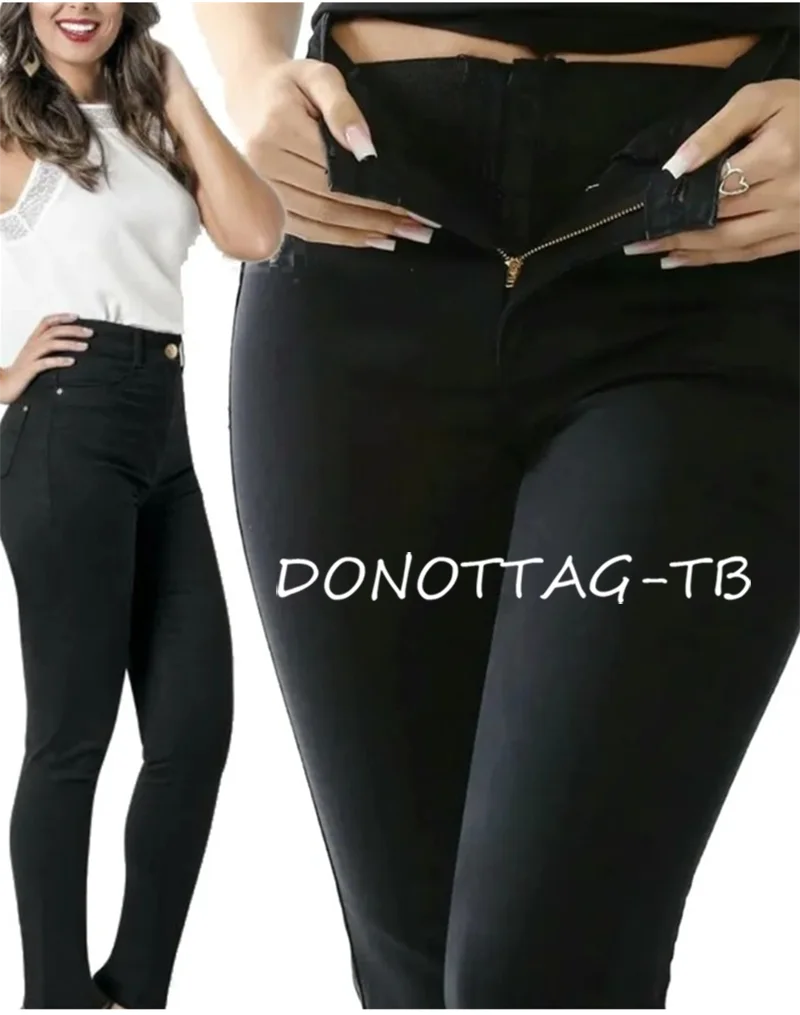 Jeans For Women Mom Jeans Blue Gray Black Woman High Elastic 36 38 40 Stretch Jeans Female Washed Denim Skinny Pencil Pants