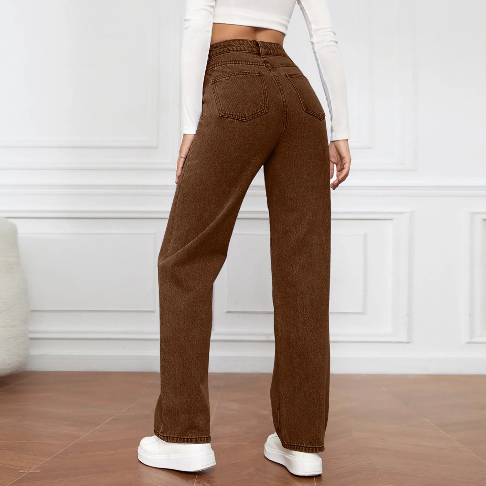 Women's High Waist Washed Women's Jeans Fashionable Versatile Straight Leg Pants Jeans Women Jean Pants Women Jeans Women 2025