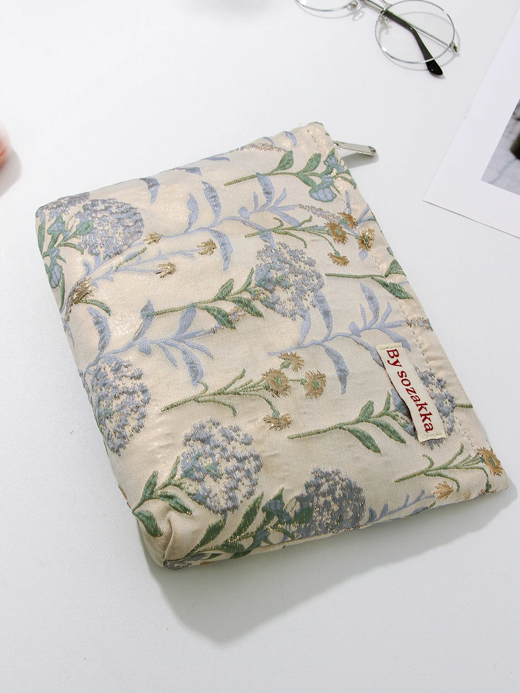1pc/set jacquard makeup bag, cute floral makeup  bag, holiday gift clutch makeup bag, makeup storage bag