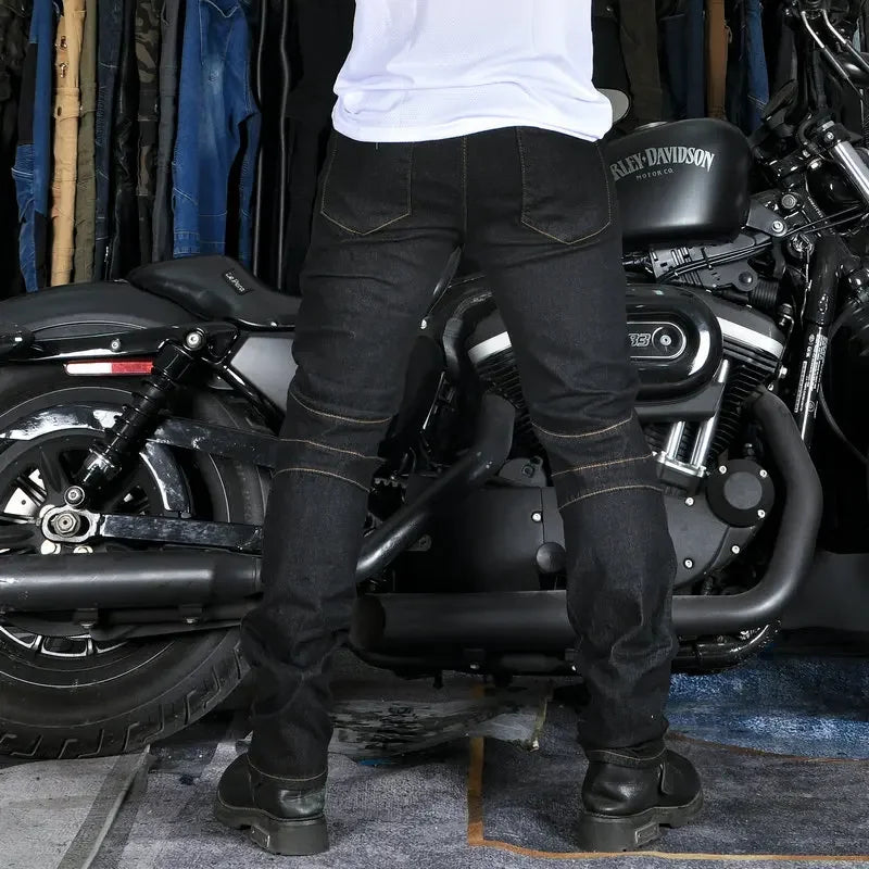 Men's Motorcycle Riding Jeans Pants, Anti-Skid Abrasion Resistant All-Weather Classic Fit Race-Ready Biker Gear