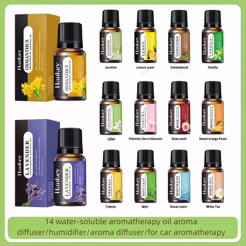 14 Lezzet 10ml Aroma Difüzör Hava Nemlendirici Ev Suda Çözünür Portakal Vanilya Gül Lavanta Koku Yağı için Esansiyel Yağlar