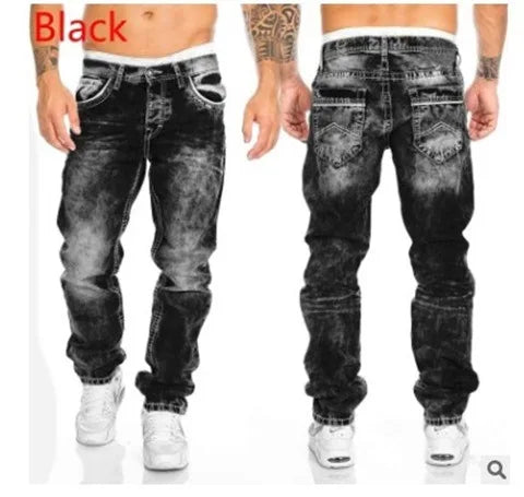 Jeans tendance pour hommes, coupe droite et décontractée, style hip-hop, avec coutures apparentes, tailles S à 5XL, collection européenne et américaine 2024.