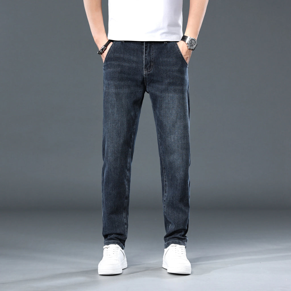 Jean ample (légèrement extensible) pour homme, décontracté et polyvalent, coupe haute et slim, à porter toute l'année, 2025