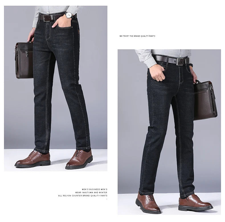 Jeans droits pour hommes, nouvelle collection 2024, pantalon slim extensible, confortable et doux, pantalon en denim pour hommes, vêtements de marque