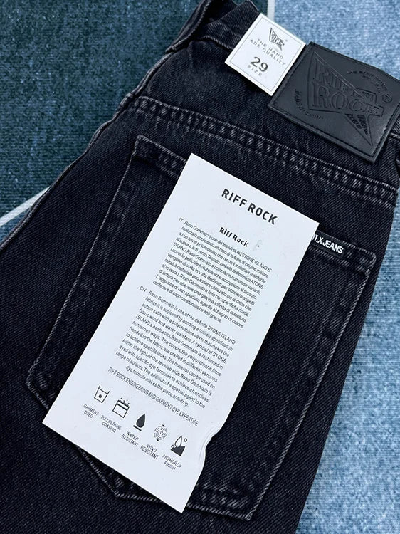 90% Cotton Black Jeans for Men Straight-leg Denim Pants Japanese Washed Retro Loose-fit Spring and Fall Trendy Minimalist Style