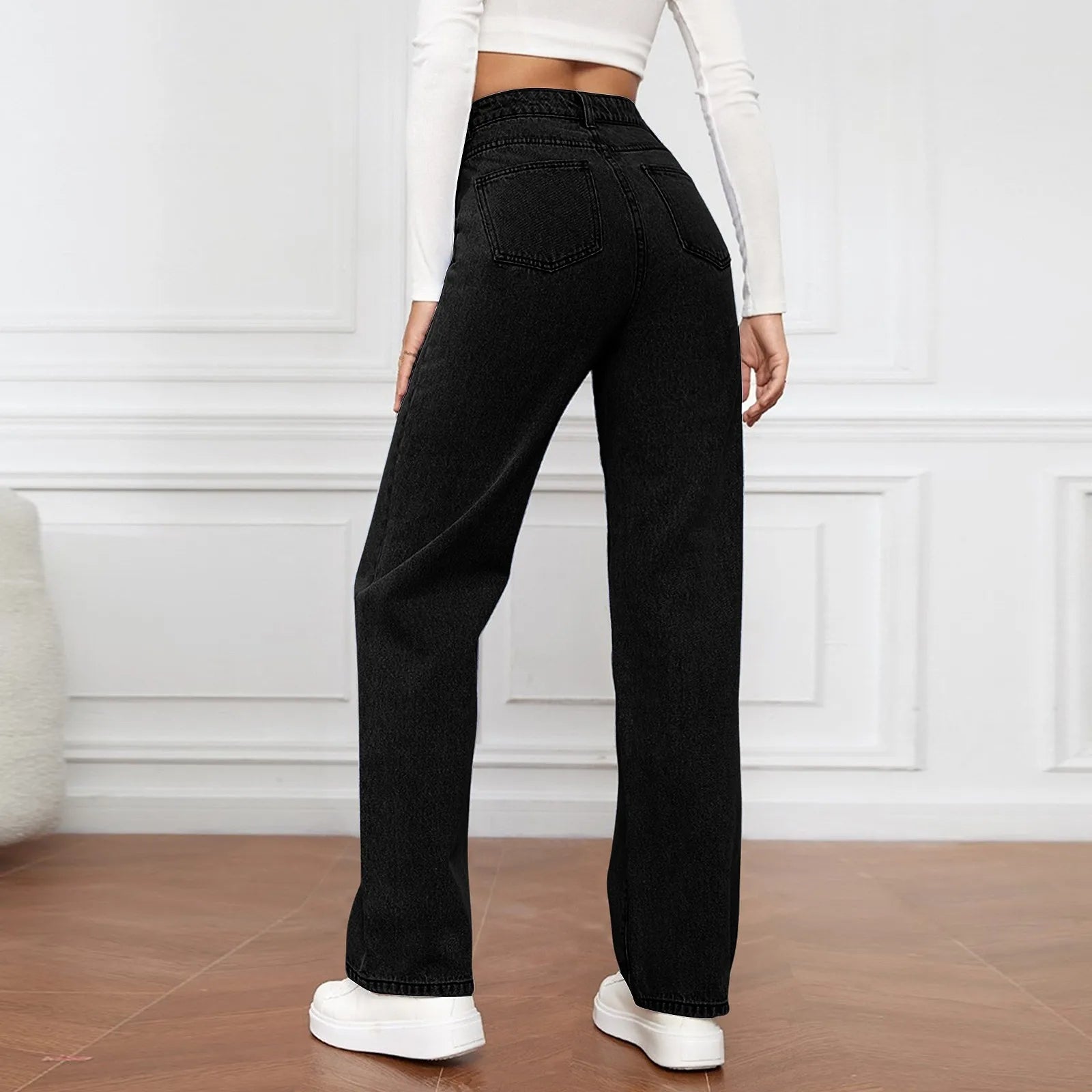 Women's High Waist Washed Women's Jeans Fashionable Versatile Straight Leg Pants Jeans Women Jean Pants Women Jeans Women 2025