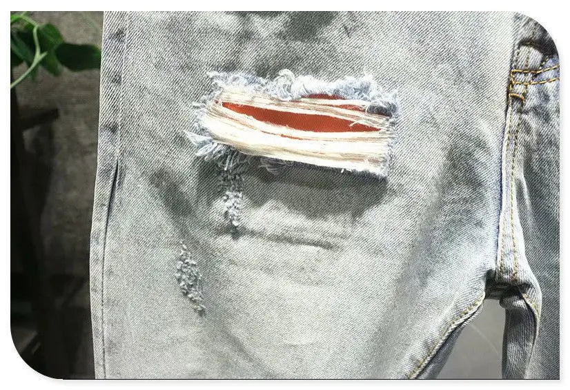 Ripped Jeans for Men 2022 Vintage Clothes Patch Hole Beggar Pants Jean Baggy Light Color 90s Streetwear Vintage Trousers