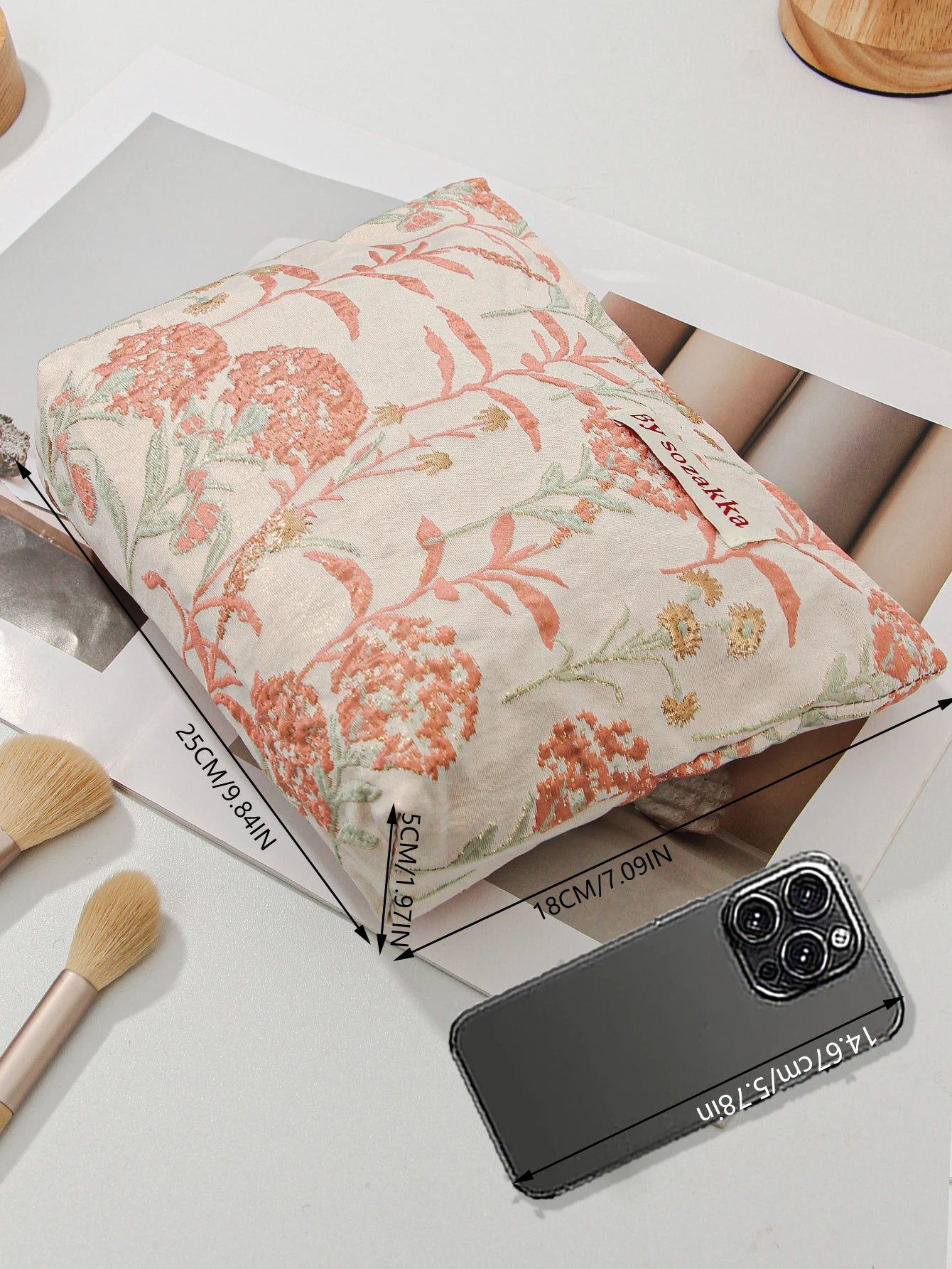 1pc/set jacquard makeup bag, cute floral makeup  bag, holiday gift clutch makeup bag, makeup storage bag