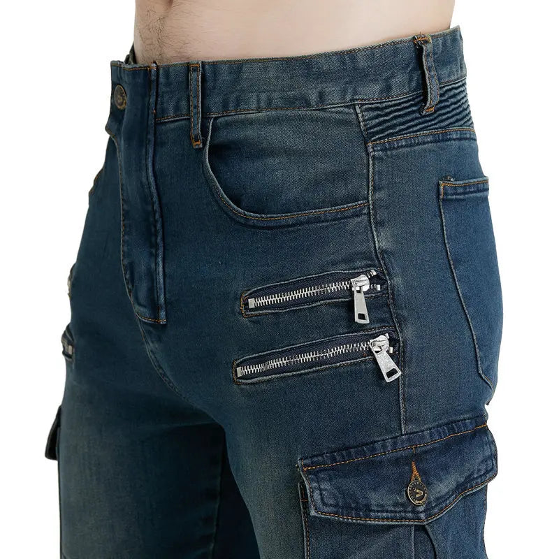Motorcycle Riding Jeans Pants Men's Workwear Multi-Pocket Motocross Pants Outdoor Fall Protection Moto Trousers CE Protective