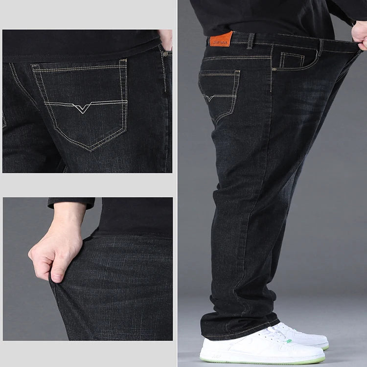 Jeans pour hommes grandes tailles 28-50, tissu denim, pantalons grande taille pour personnes en surpoids de 45 à 150 kg, jeans Hombre, jeans à jambe large, pantalon homme