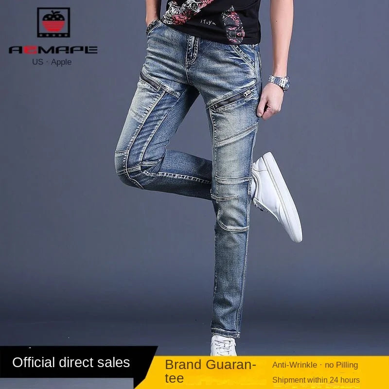Streetwear Trending Slim Denim Jeans for Men Casual Spring Autumn Luxury Men's Clothing Slim Fit Jeans Men Washed Trousers Male