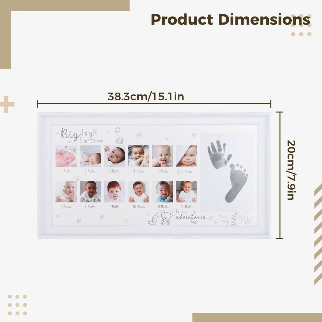 12 Newborn Months Newborn Baby Picture Frame Baby Hand And Footprint Kit My First Year Baby Picture Frame For Photo Memories