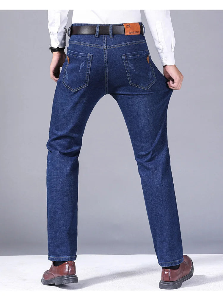 Jeans droits pour hommes, nouvelle collection 2024, pantalon slim extensible, confortable et doux, pantalon en denim pour hommes, vêtements de marque