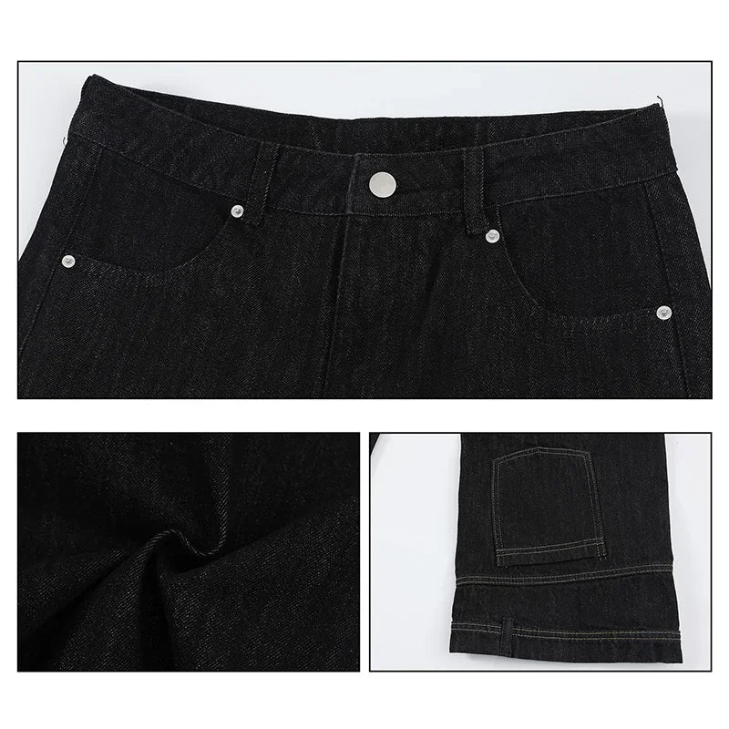New Men Wide Leg Harajuku Fashion Jeans Male Daily Designer Casual Denim Pants Popular Baggy Aesthetic Streetwear Denim Trousers
