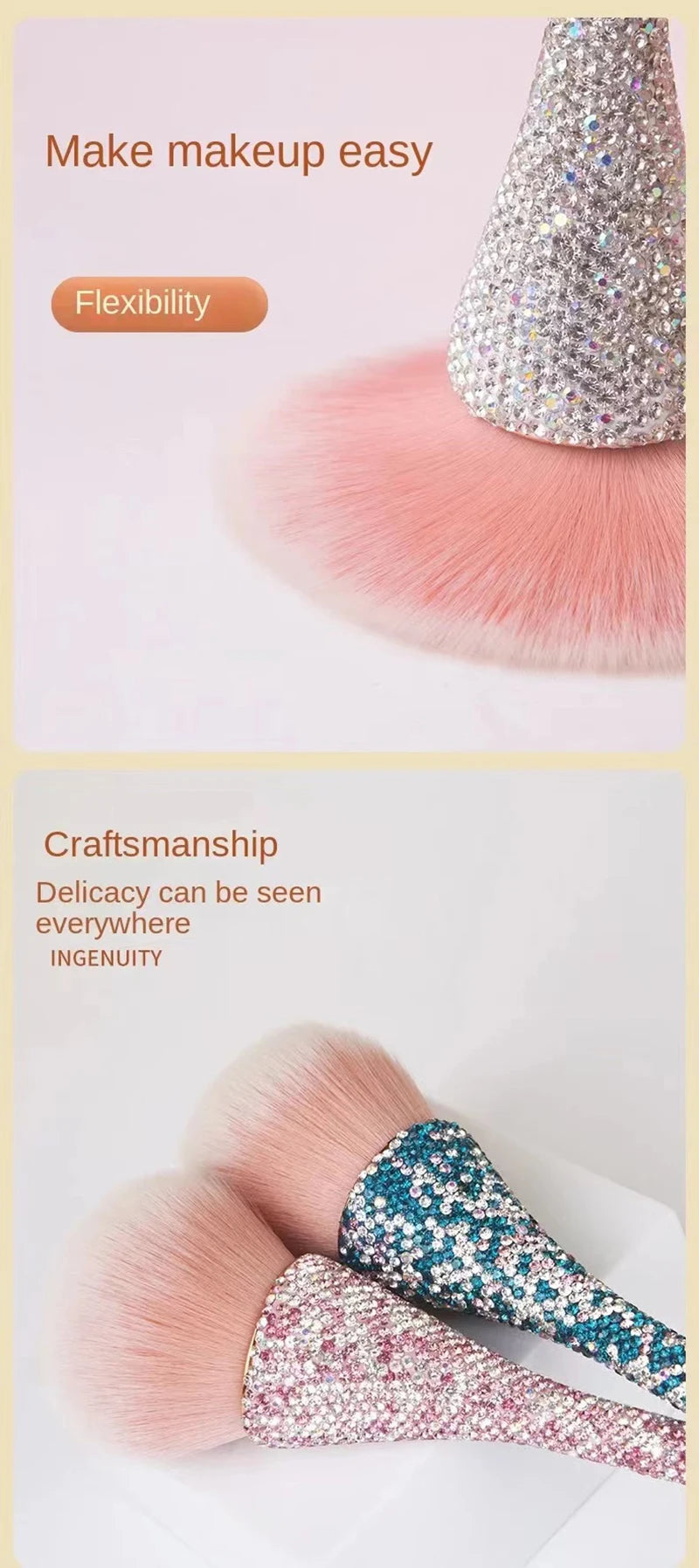 Rhinestone Nail Dust Brush Makeup Brush Large Face Powder Makeup Brushes Dust Powder Foundation Makeup Brush For Nail Makeup Too
