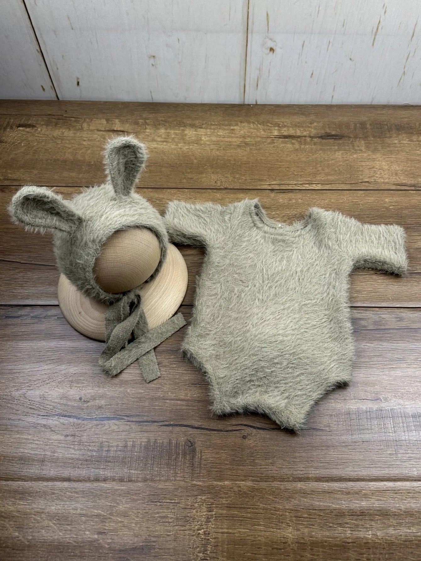 Newborn Day Photography Clothing Baby Cute Bunny Photography Clothing Set Baby Handmade Knitwear Growth Souvenir