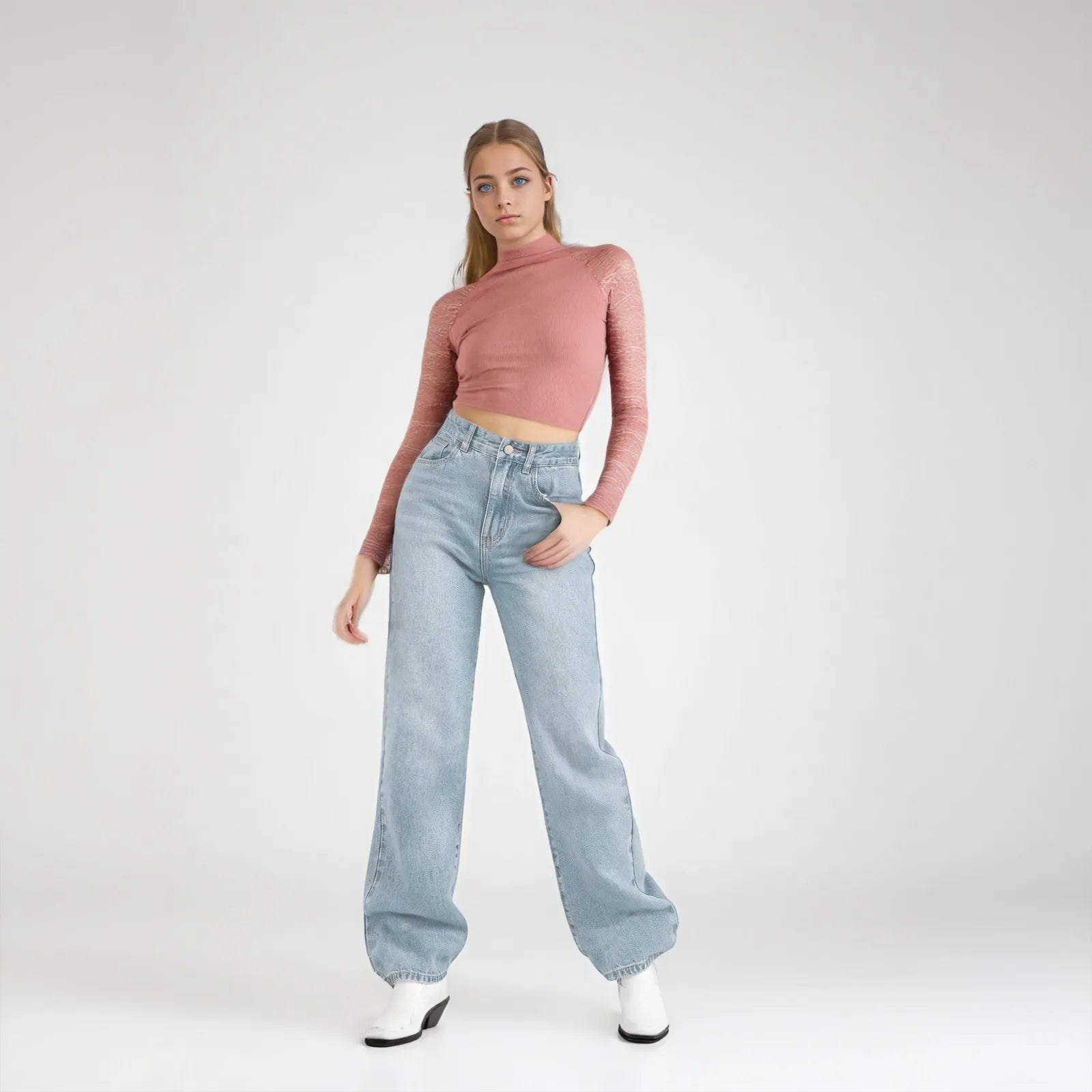 Women's High Waist Washed Women's Jeans Fashionable Versatile Straight Leg Pants Jeans Women Jean Pants Women Jeans Women 2025
