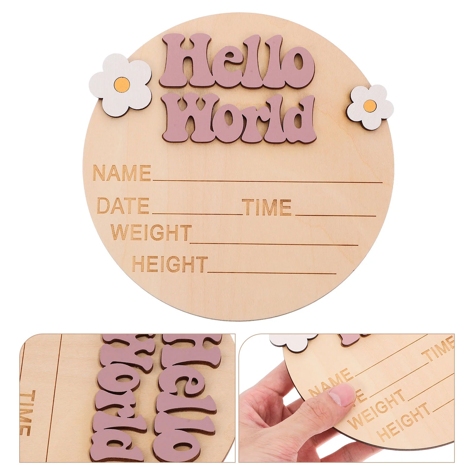 Newborn Commemorative Card Wood Baby Name Sign Nursery Birth Announcement Signs