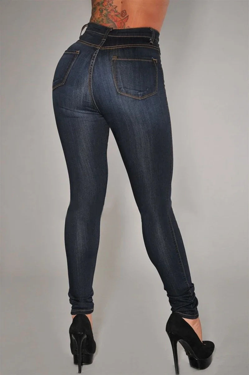 2024 New Jeans For Women High Waist Push Up Jeans High Elastic Stretch Ladies Mom Jeans Female Washed Denim Skinny Pencil Pants