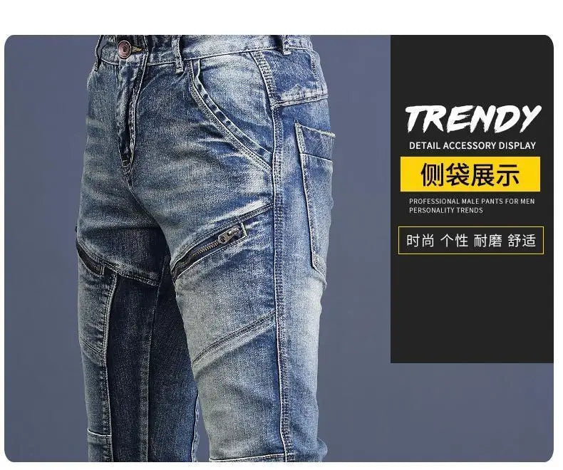 Streetwear Trending Slim Denim Jeans for Men Casual Spring Autumn Luxury Men's Clothing Slim Fit Jeans Men Washed Trousers Male