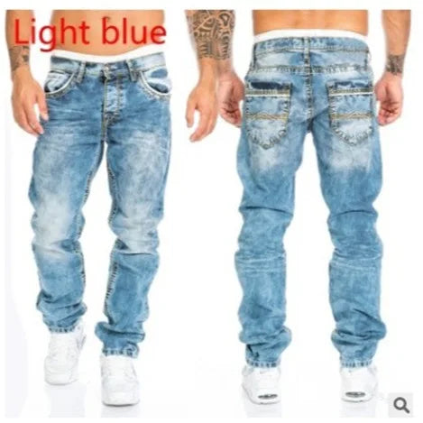 Jeans tendance pour hommes, coupe droite et décontractée, style hip-hop, avec coutures apparentes, tailles S à 5XL, collection européenne et américaine 2024.