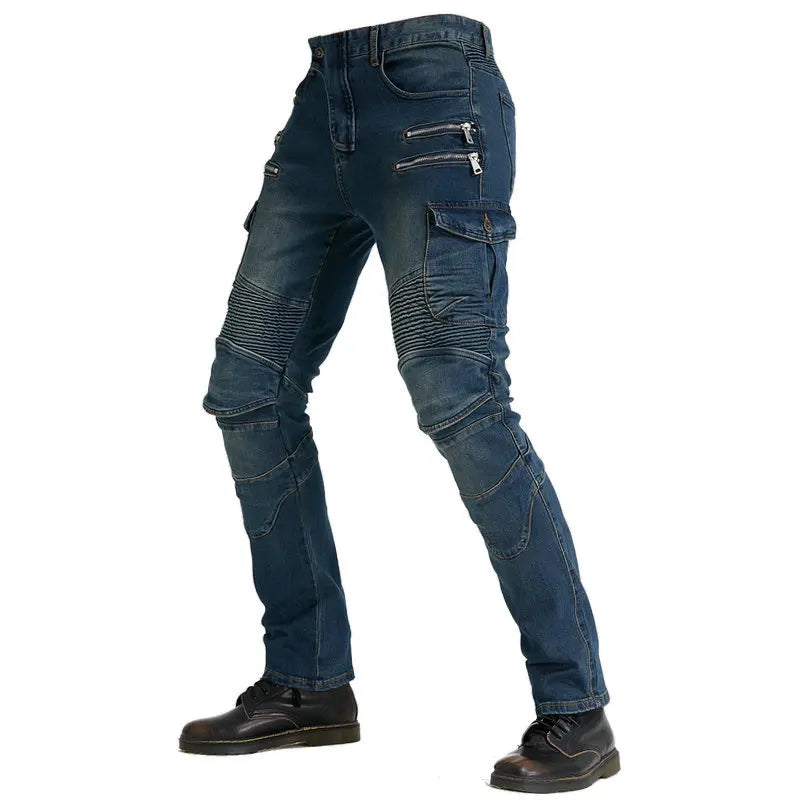 Motorcycle Riding Jeans Pants Men's Workwear Multi-Pocket Motocross Pants Outdoor Fall Protection Moto Trousers CE Protective