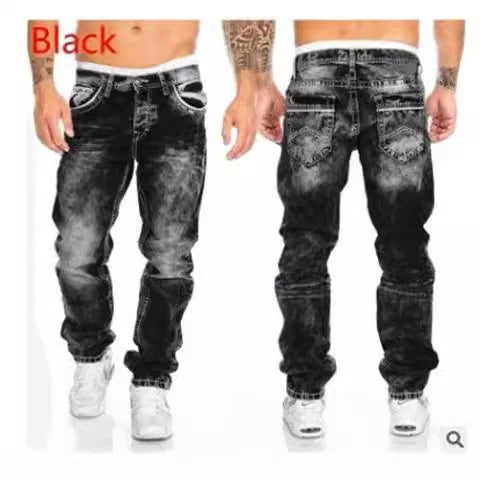Jeans tendance pour hommes, coupe droite et décontractée, style hip-hop, avec coutures apparentes, tailles S à 5XL, collection européenne et américaine 2024.