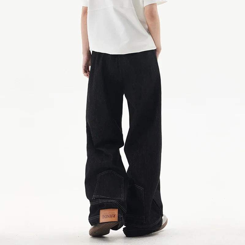 New Men Wide Leg Harajuku Fashion Jeans Male Daily Designer Casual Denim Pants Popular Baggy Aesthetic Streetwear Denim Trousers