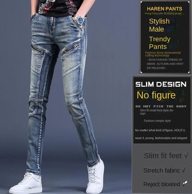 Streetwear Trending Slim Denim Jeans for Men Casual Spring Autumn Luxury Men's Clothing Slim Fit Jeans Men Washed Trousers Male