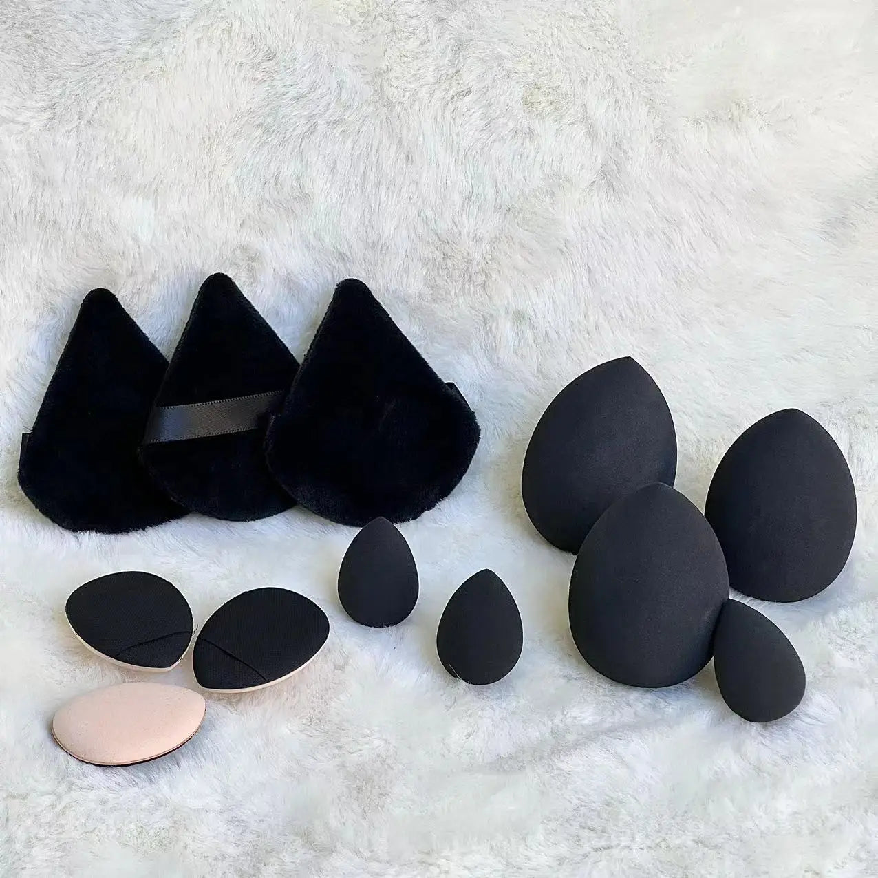 Ensemble d'outils de maquillage 12 pièces, taille géante, œuf de maquillage doux, poudre de maquillage, convient pour le maquillage de base, le réglage du maquillage d'angle, le maquillage novice