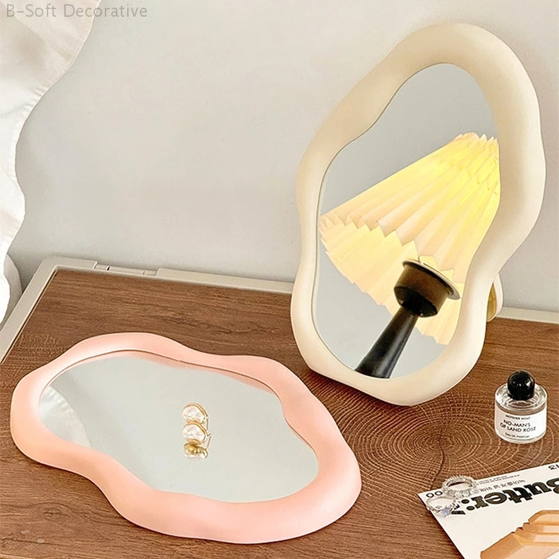 Irregular Makeup Mirrors Desktop Makeup Mirror Ins Cloud Makeup Mirror Aesthetic Room Decor Woman Makeup Supplies