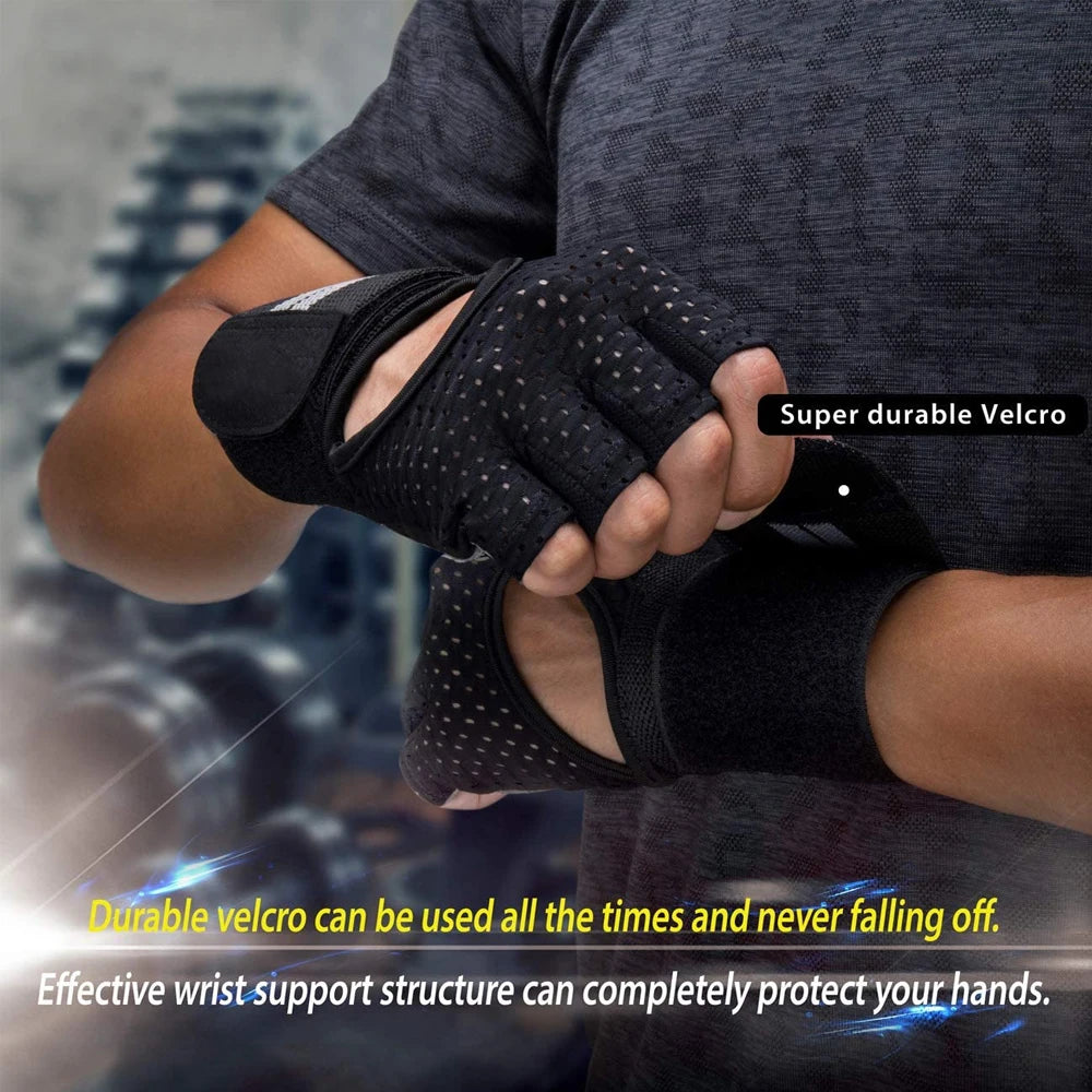 1 Pair Dumbbell Gloves Men Women Weightlifting Crossfit Bodybuilding Workout Sport Gym Training Gloves Non-slip Wrist Protector