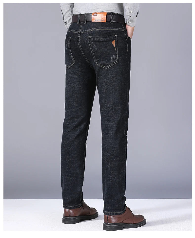 Jeans droits pour hommes, nouvelle collection 2024, pantalon slim extensible, confortable et doux, pantalon en denim pour hommes, vêtements de marque