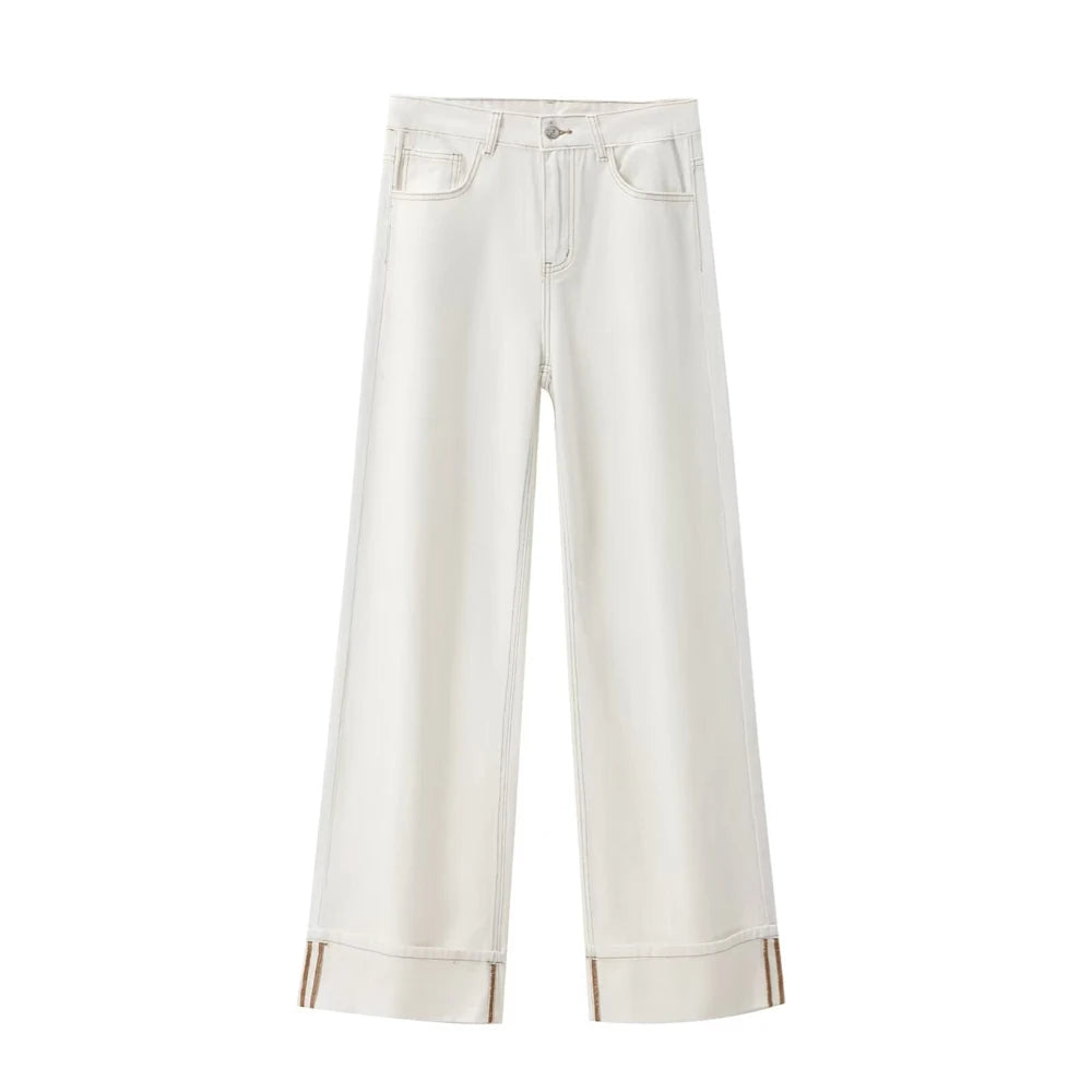 New Women's Clothing Versatile, Fashionable, High Waist, Design Sense, Slim Curled Hem, Jeans for Women