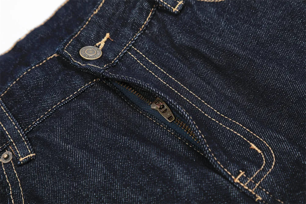 Washed Dark Jeans Men Top Stitch Retro High Street Loose Wide leg Scimitar Denim Pants Men Trousers