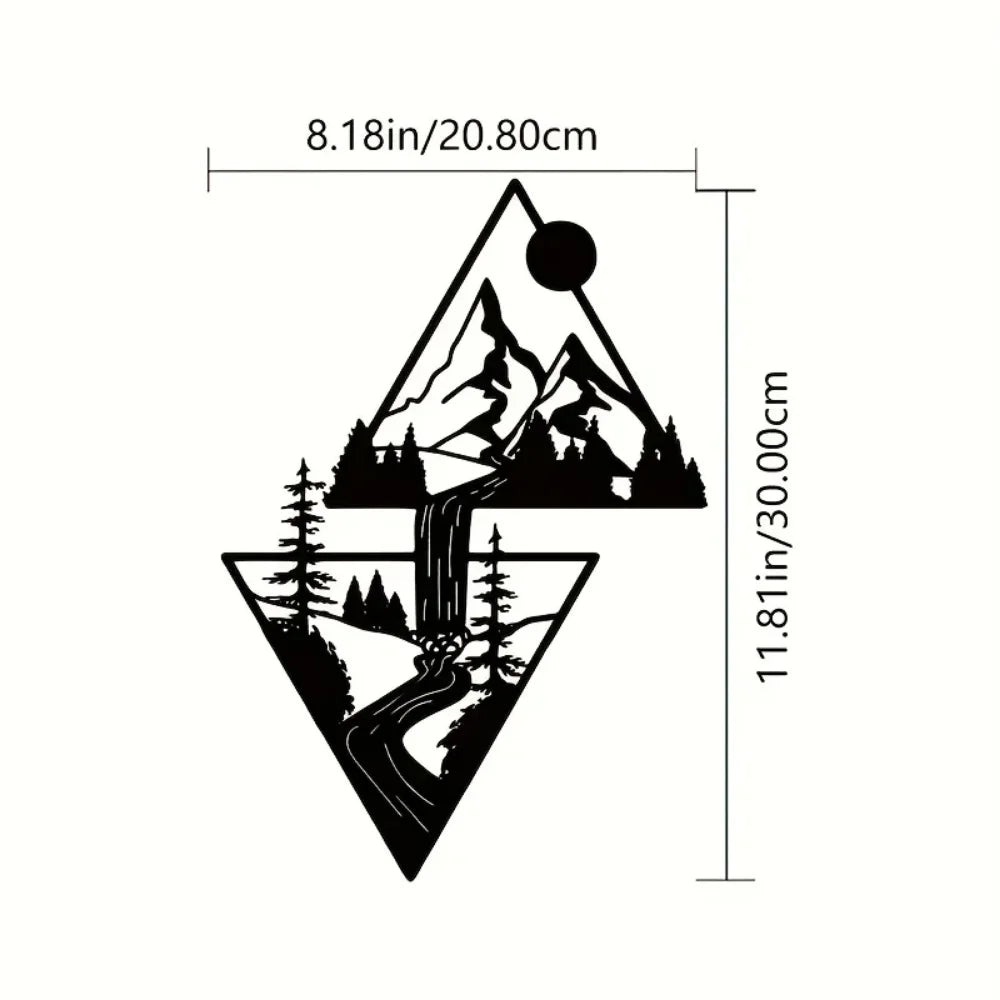 Stunning Mountain Wall Art - Mountain Waterfall Metal Wall Ornaments for Home Decor. Modern Art Wall Ornaments