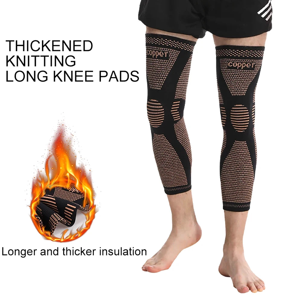 1/2Pcs Copper Full Leg Sleeves Long Compression, Knee Braces, Knee Compression Sleeves for Meniscus Tear, ACL, Arthritis, Sport