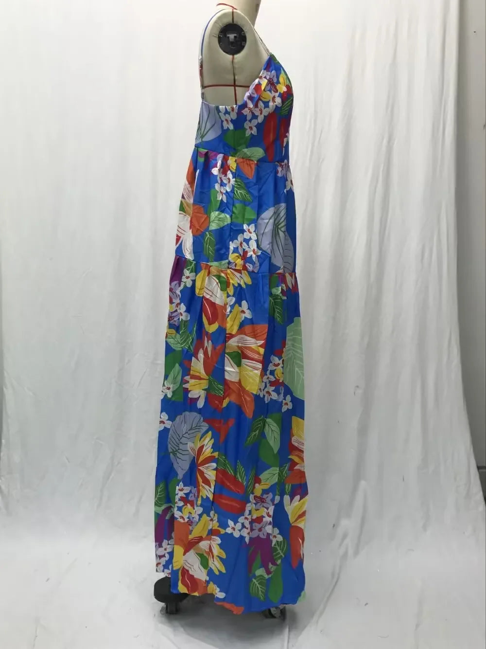 2024 New Summer Women's Clothing European American Style Off-the-shoulder Printed Dresses Oversized Tank Long Skirts