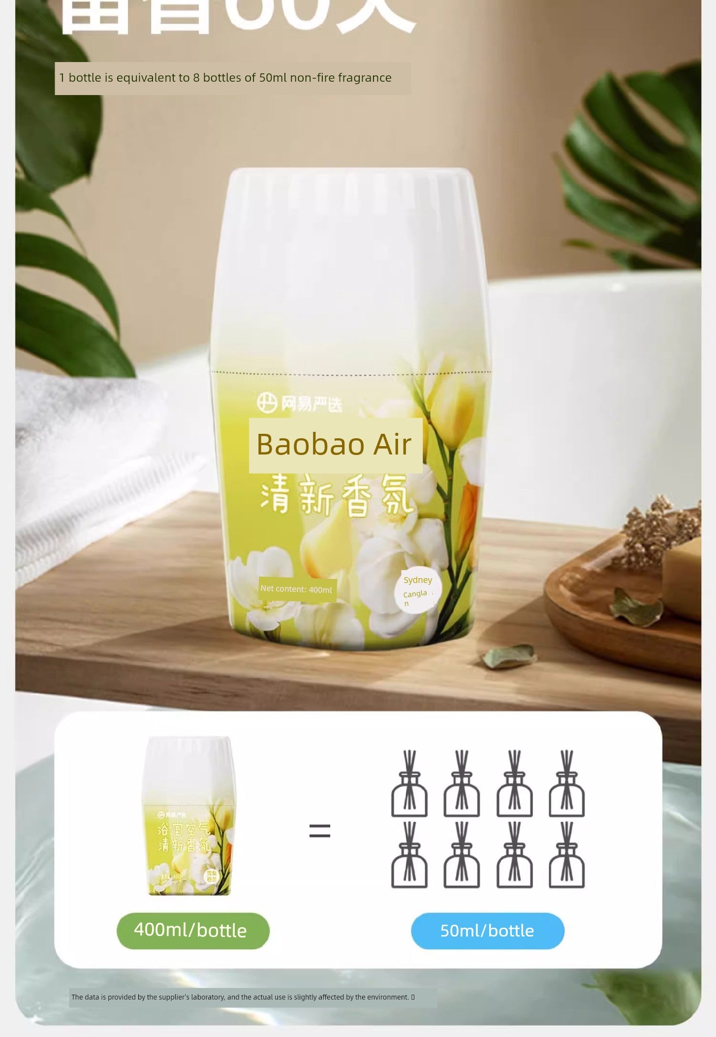 NetEase Yeation Bathroom Fragrance Juice White Peach Air Freshing Agent Toilet Deodorant Indoor Bedroom Long-Lasting Fragrance
