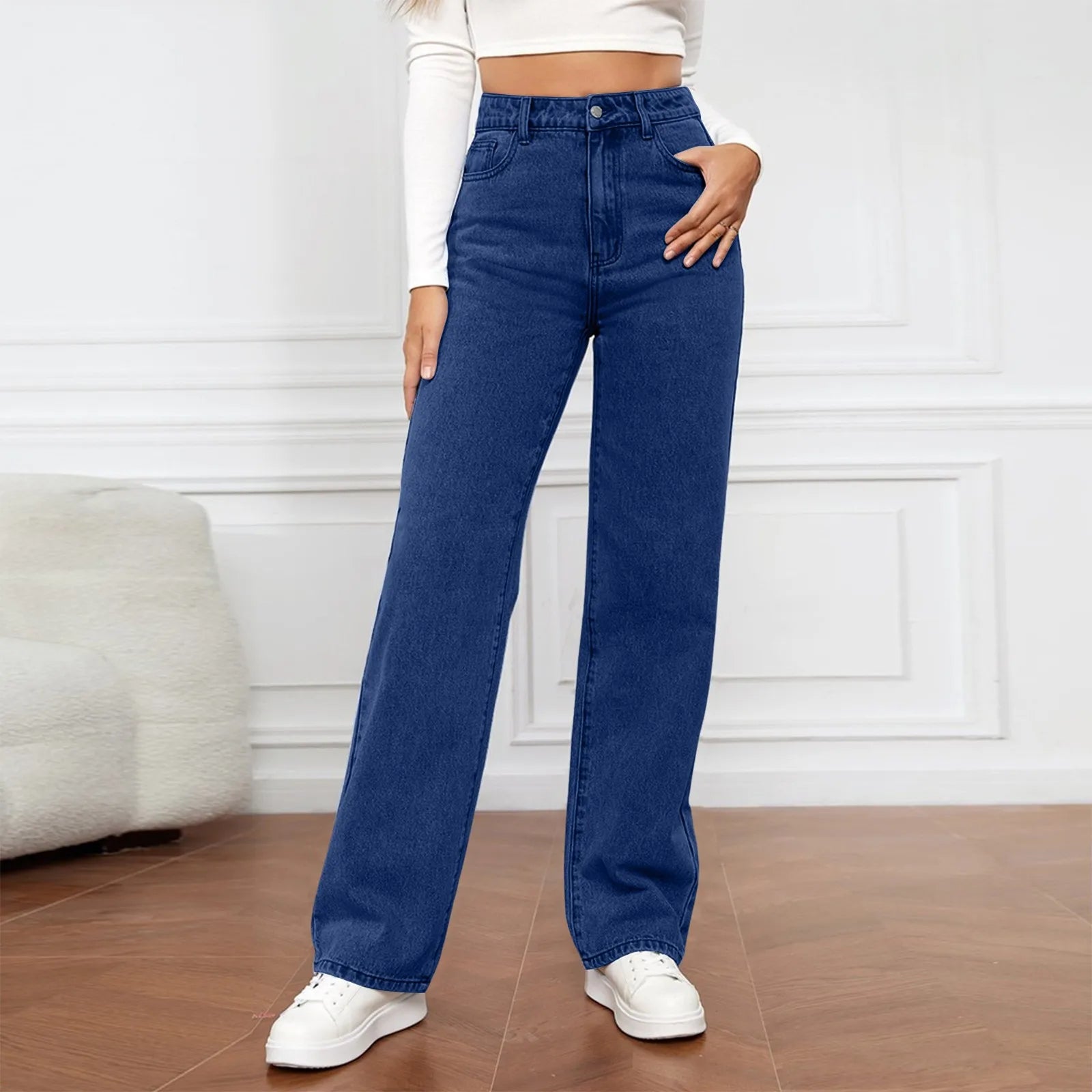 Women's High Waist Washed Women's Jeans Fashionable Versatile Straight Leg Pants Jeans Women Jean Pants Women Jeans Women 2025