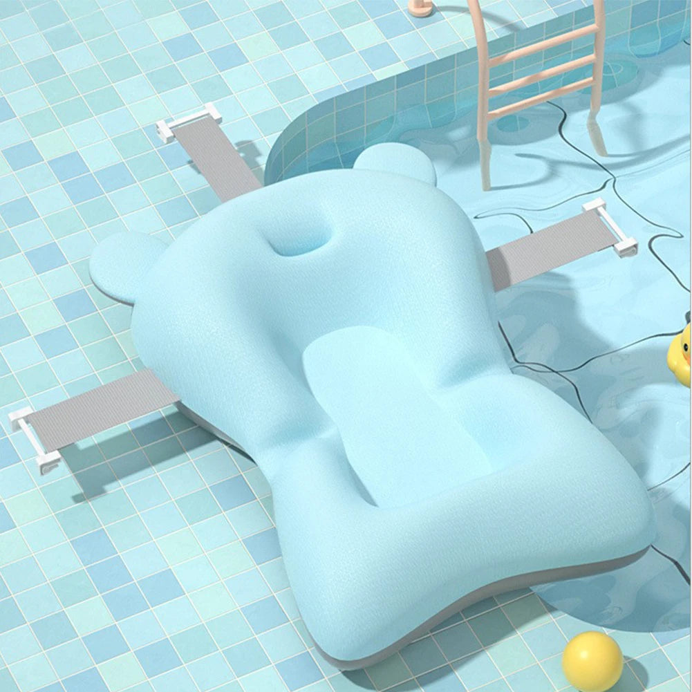 Newborn Baby Bath Cushion Seat Floating Newborn Shower Bath Mat Soft Provides Comfort and Support for Baby 0-12 Months