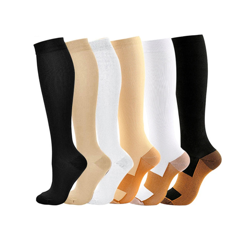1Pair Calf Compression Socks for Men & Women 15-20mmHg-Graduated Supports Socks for Soccer Running Nurses