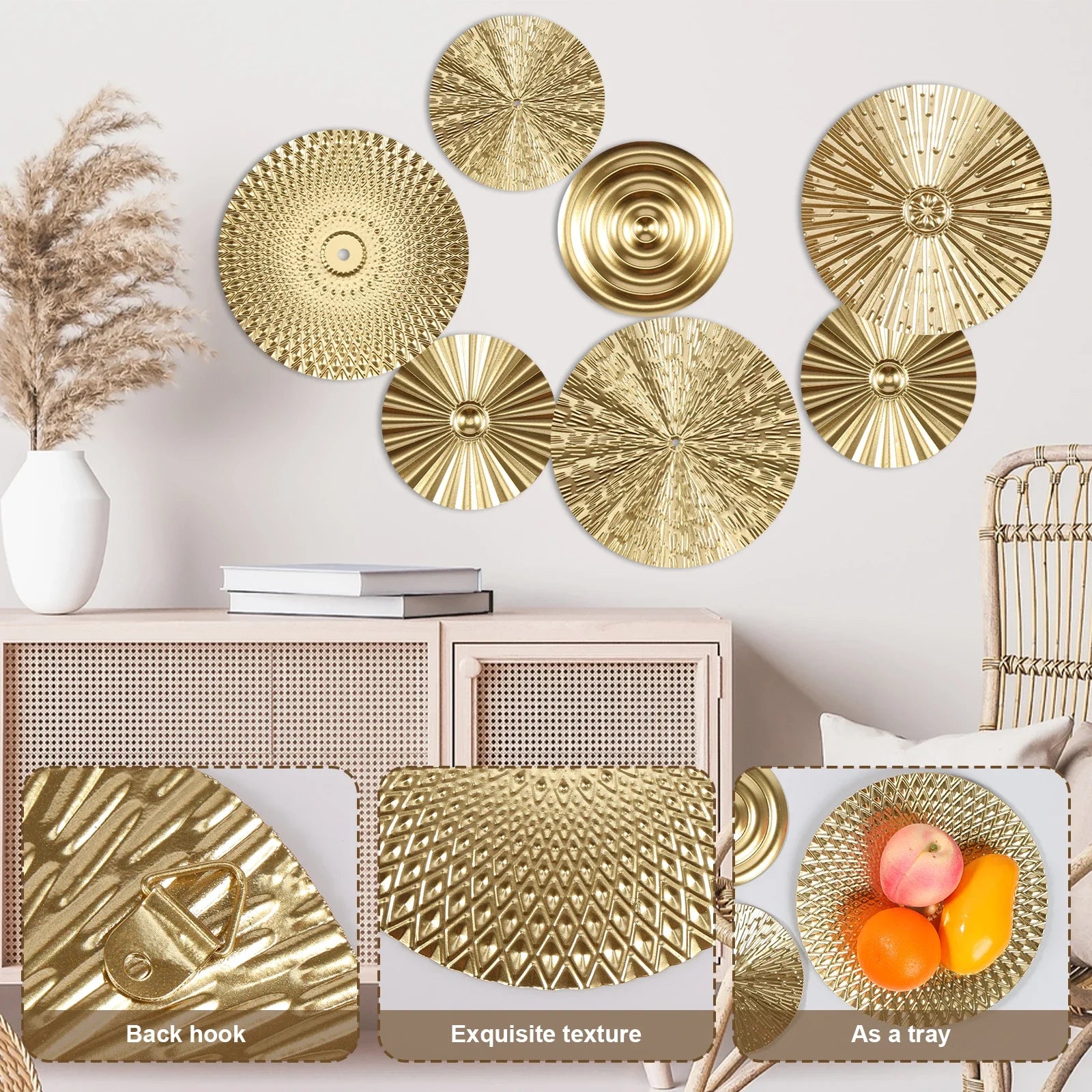 Gold Wall Decor Metal Gold Wall Art Minimalist Gold Wall Decoration Hangable Gold Wall Home Decor Exquisite Gold Wall Hanging