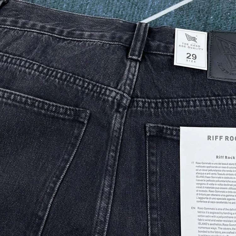 90% Cotton Black Jeans for Men Straight-leg Denim Pants Japanese Washed Retro Loose-fit Spring and Fall Trendy Minimalist Style